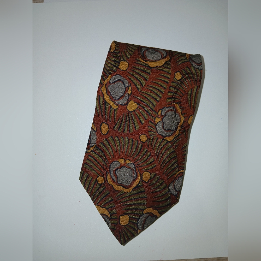 100% Silk Tie Made In Italy Brown Patterned Men's Tie